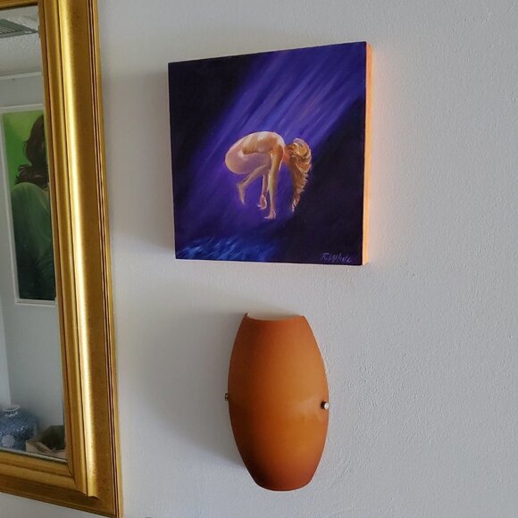 “Fall From Grace“ Original oil painting on Cradled Wood Panel 10" x 10" x 1.5" - Picture 2 of 6